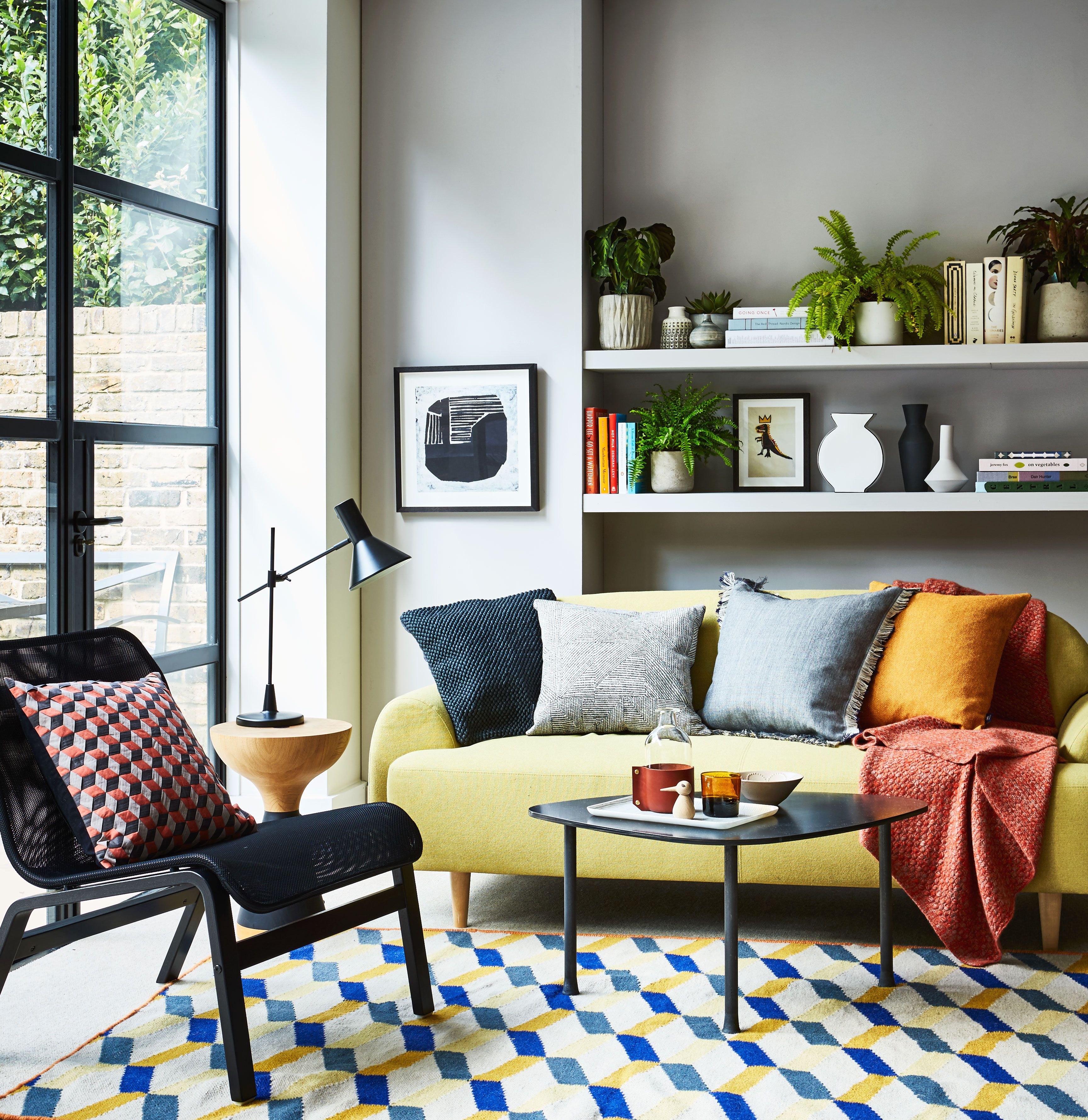 yellow sofas and chairs