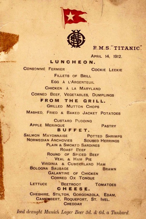 Ota selvää 48+ imagen rms titanic menu