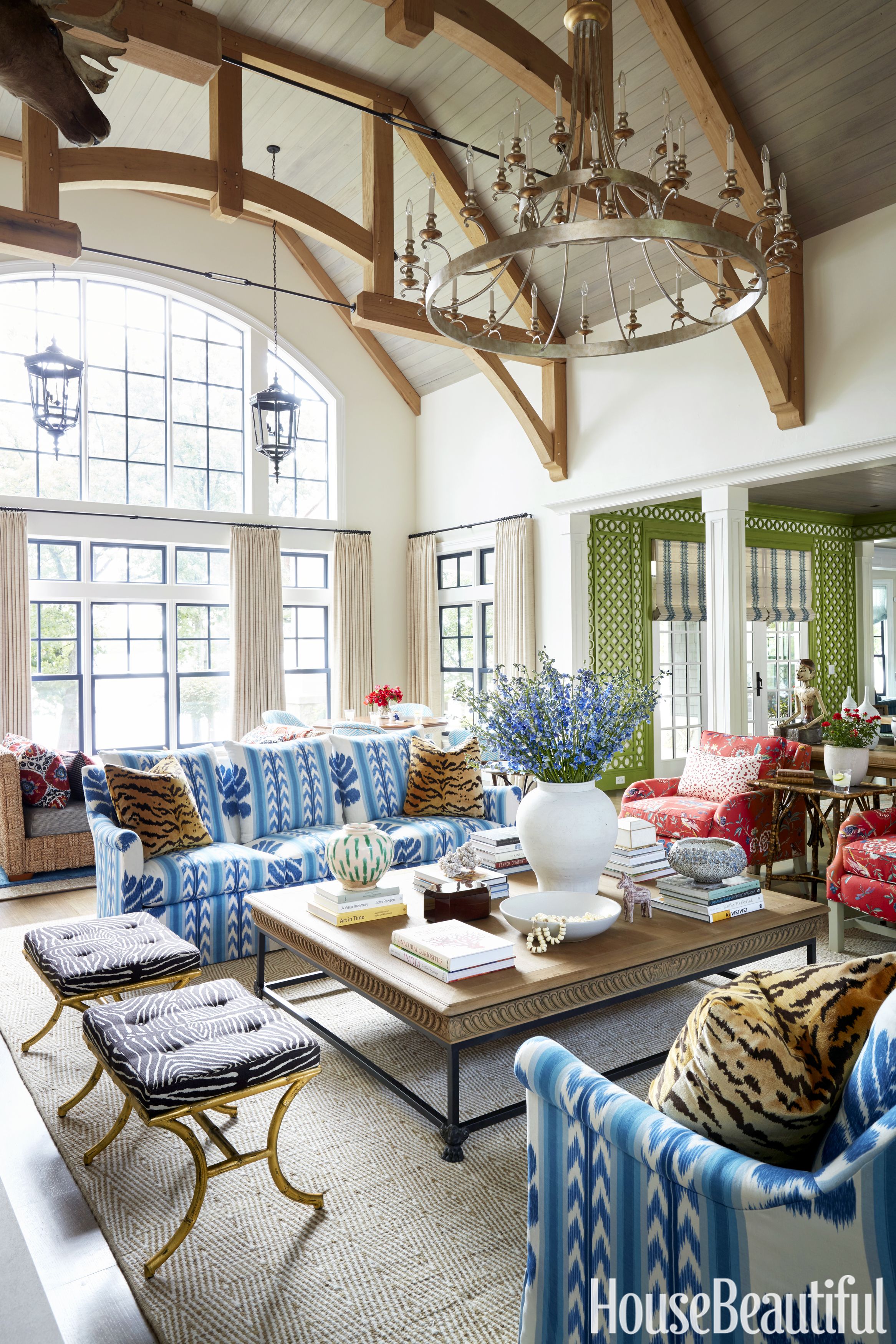 Summer Thornton Designs a Colorful Lake House - Tour a Green Lake Vacation  Home
