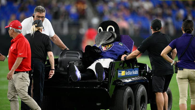 Watch: Ravens mascot, Poe, makes triumphant return off IR during 'Sunday  Night Football'