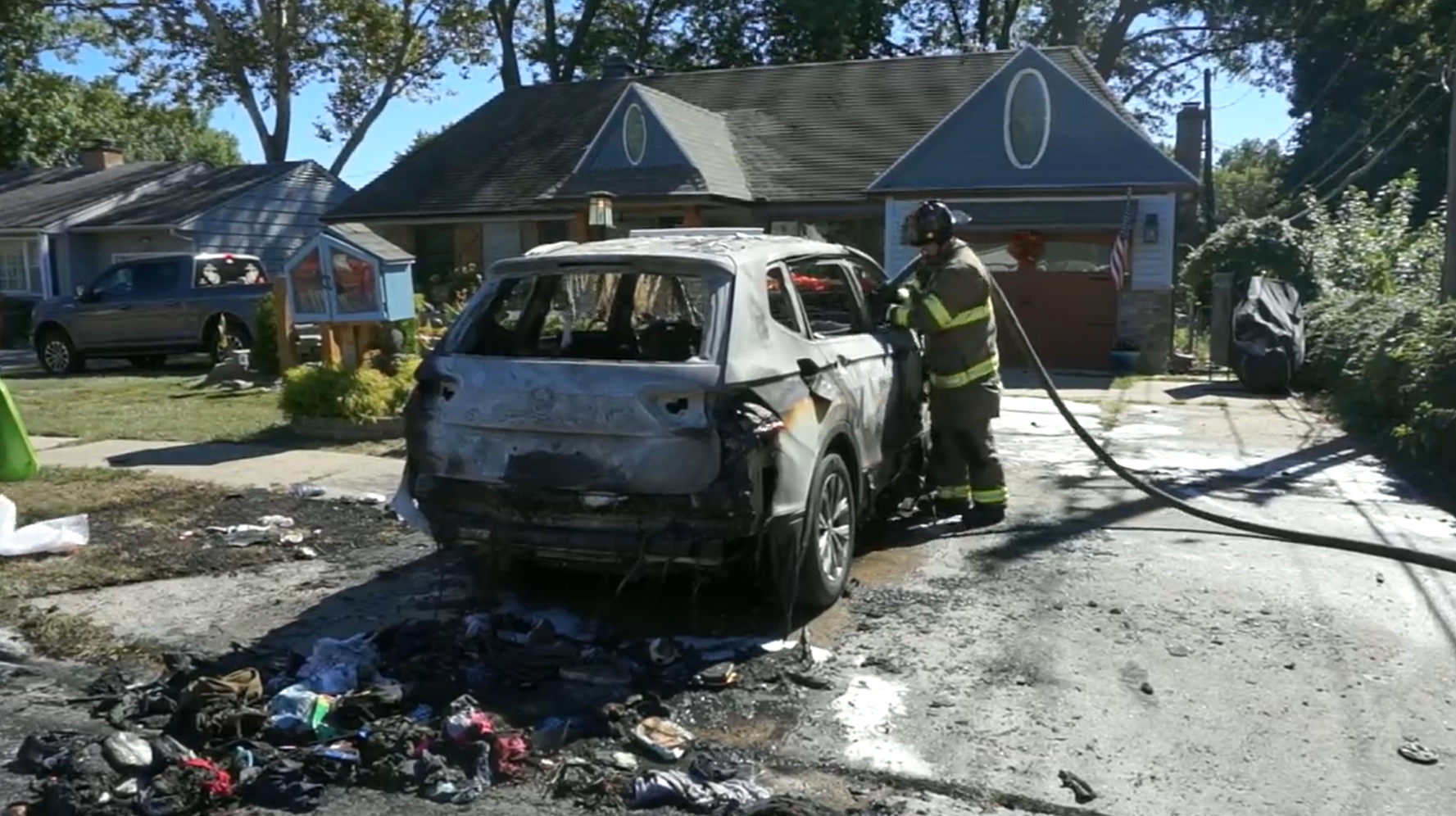 Child hospitalized after car caches fire at 'tiny' food pantry in Overland Park