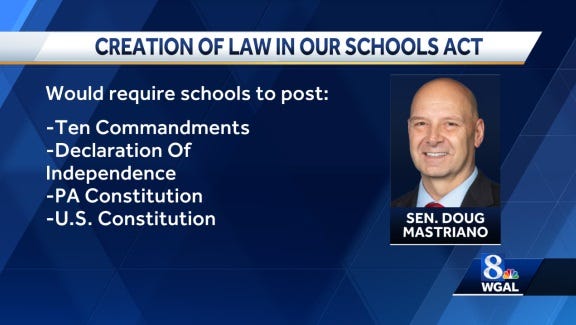 Pennsylvania senator wants 4 key legal documents displayed in schools