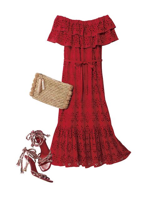 Clothing, Red, Dress, Day dress, Victorian fashion, Fashion, Maroon, Costume design, Textile, Footwear, 