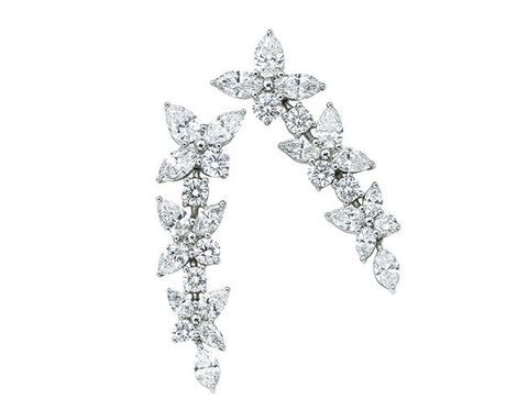 Earrings, Jewellery, Body jewelry, Diamond, Fashion accessory, Platinum, Silver, Silver, Ear, Gemstone, 