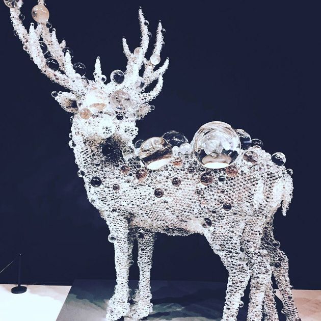 Reindeer, Deer, Sculpture, Figurine, Metal, Statue, Art, Ornament, Glass, Winter, 