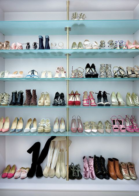 Shelf, Footwear, Room, Closet, Shoe, Shelving, Furniture, Collection, Fashion accessory, 