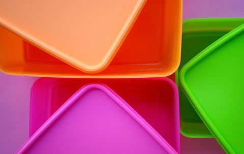 Green, Orange, Yellow, Pink, Plastic, Material property, Triangle, Tray, Rectangle, Magenta, 