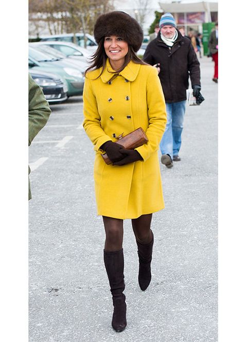 Clothing, Footwear, Yellow, Sleeve, Textile, Outerwear, Jacket, Coat, Style, Winter, 