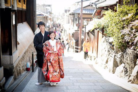 Photograph, Snapshot, Kimono, Town, Street, Photography, Temple, Ceremony, Costume, Dress, 