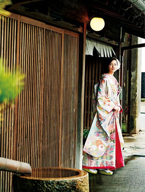 Kimono, Beauty, Textile, Costume, Temple, Door, 