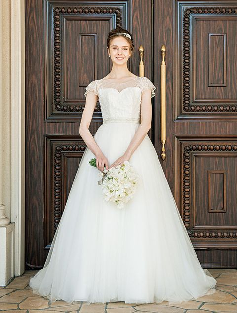Gown, Wedding dress, Bride, Clothing, Dress, Bridal party dress, Bridal clothing, Shoulder, Photograph, Fashion model, 