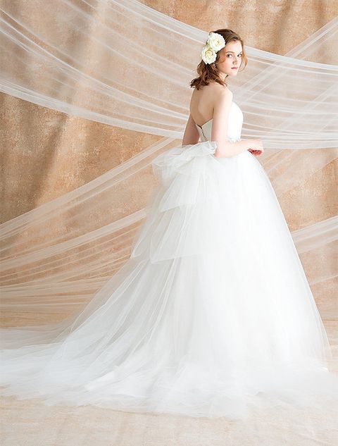 Clothing, Bridal clothing, Sleeve, Shoulder, Dress, Textile, Photograph, Gown, Wedding dress, White, 