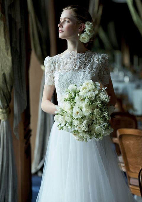 Gown, Bride, Dress, Wedding dress, Bouquet, Clothing, Photograph, Bridal clothing, Bridal party dress, Flower Arranging, 