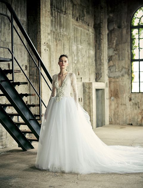 Gown, Wedding dress, Dress, Bride, Clothing, Photograph, Bridal clothing, Shoulder, Bridal party dress, Bridal accessory, 