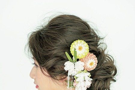 Hairstyle, Style, Petal, Art, Peach, Artwork, Fruit, Painting, Artificial flower, Illustration, 