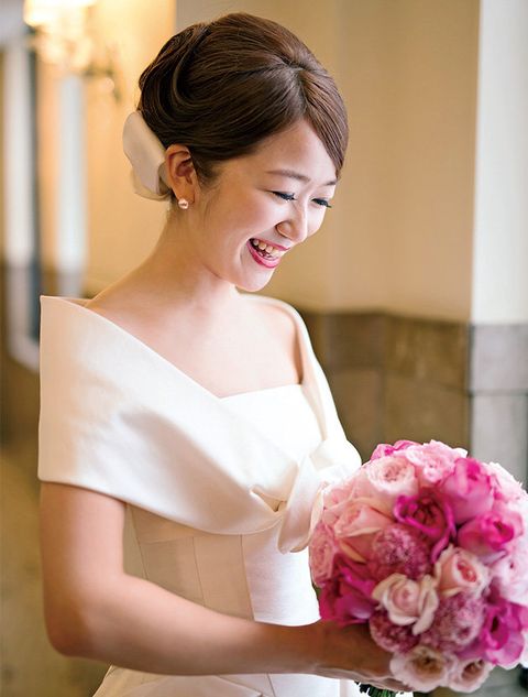 Bride, White, Photograph, Pink, Dress, Bouquet, Flower, Wedding dress, Beauty, Gown, 