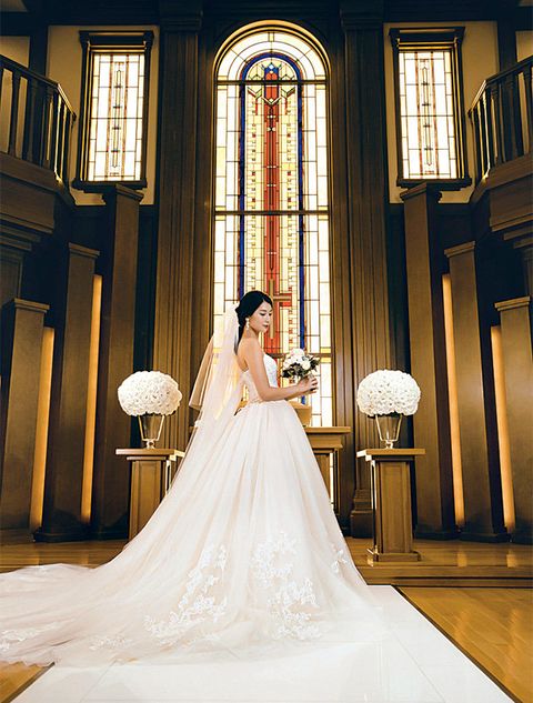 Gown, Bride, Wedding dress, Dress, Photograph, Bridal clothing, Clothing, Bridal accessory, Bridal party dress, Shoulder, 