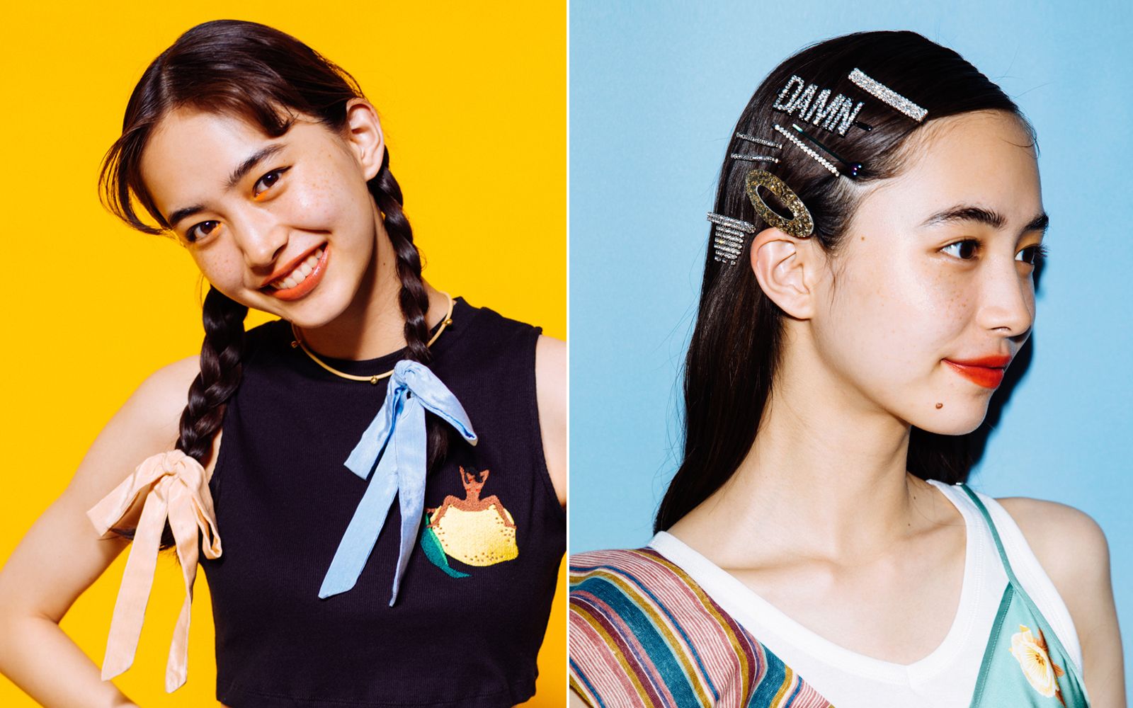 ピン、リボン、バレッタで旬ヘアに！ ２ステップの簡単ヘアアレンジ