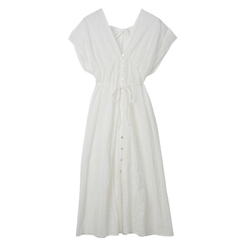 Clothing, White, Dress, Day dress, Sleeve, Gown, Cocktail dress, Beige, Robe, Formal wear, 