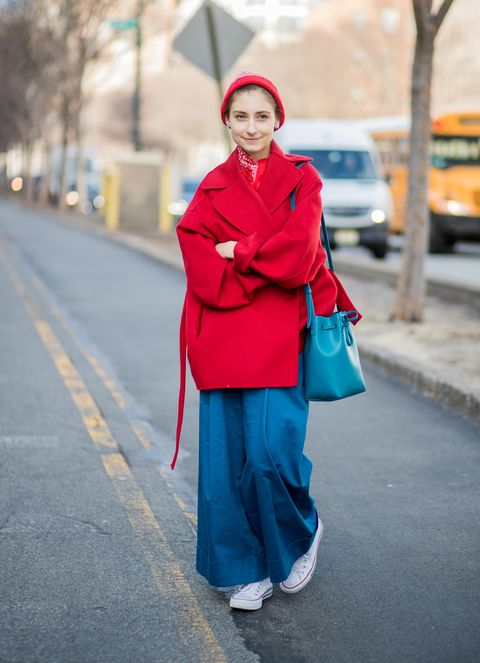Street fashion, Clothing, Red, Pink, Blue, Turquoise, Outerwear, Snapshot, Fashion, Costume, 