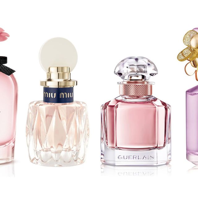Perfume, Product, Glass bottle, Pink, Cosmetics, Bottle, Lilac, Water, Liquid, Nail polish, 