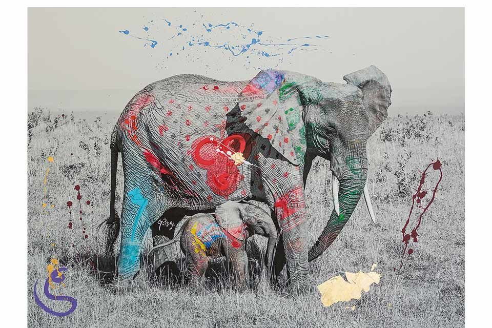 Elephant, Elephants and Mammoths, African elephant, Indian elephant, Modern art, Art, Painting, Illustration, Child art, Visual arts, 