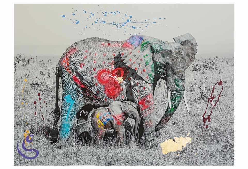 Elephant, Elephants and Mammoths, African elephant, Indian elephant, Modern art, Art, Painting, Illustration, Child art, Visual arts, 