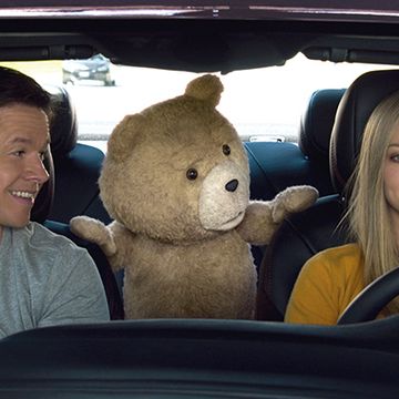 Toy, Stuffed toy, Plush, Comfort, Teddy bear, Vehicle door, Bear, Car seat, Automotive window part, Snout, 