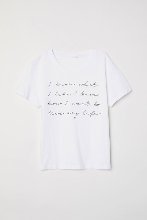 White, Clothing, T-shirt, Text, Product, Sleeve, Font, Top, Shirt, 