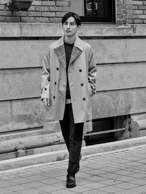 Photograph, Clothing, Coat, Standing, Street fashion, Snapshot, Trench coat, Suit, Outerwear, Fashion, 