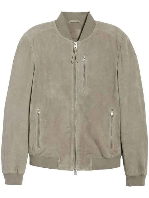 Clothing, Jacket, Outerwear, Sleeve, Beige, Leather jacket, Leather, Zipper, Top, Fur, 