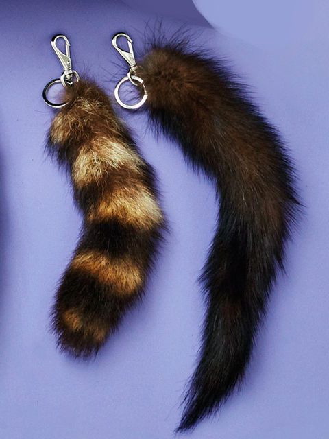 Fur, Tail, Keychain, Textile, Fur clothing, Fashion accessory, Silver, Jewellery, 