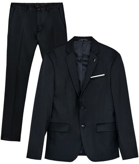 Clothing, Suit, Outerwear, Blazer, Black, Jacket, Formal wear, Pocket, Sleeve, Button, 