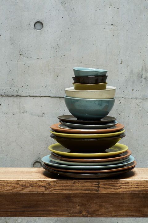Green, Yellow, Blue, Ceramic, earthenware, Pottery, Still life photography, Dishware, Serveware, Shelf, 