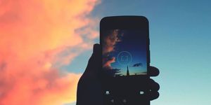 Sky, Cloud, Hand, Photography, Technology, Smartphone, Finger, Mobile phone, Geological phenomenon, Heat, 