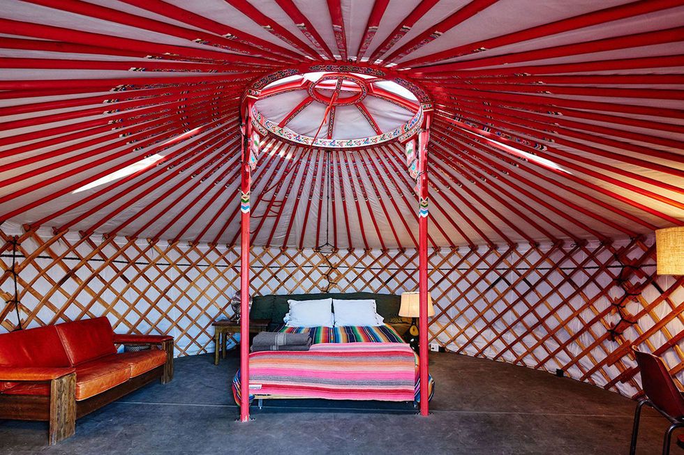 Red, Yurt, Room, Ceiling, Architecture, Building, Furniture, Interior design, House, Shade, 