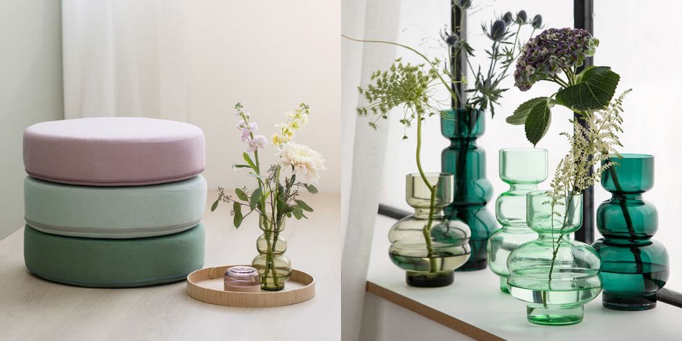 Flowerpot, Green, Houseplant, Vase, Plant, Room, Interior design, Glass, Flower, Table, 