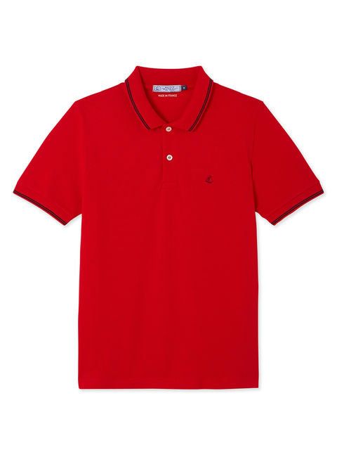 T-shirt, Clothing, Red, Sleeve, Polo shirt, Active shirt, Collar, Carmine, Font, Button, 