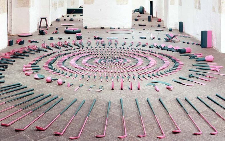 Pink, Floor, Labyrinth, Textile, Architecture, Circle, 