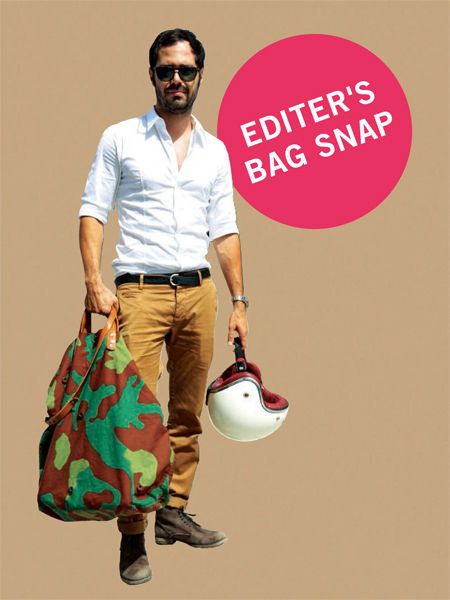 Shirt, Dress shirt, Collar, Bag, Pattern, Street fashion, Maroon, Luggage and bags, Sunglasses, Beard, 