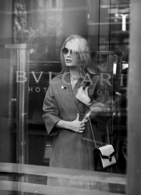 Photograph, Black-and-white, Snapshot, Blond, Standing, Fashion, Street fashion, Photography, Monochrome, Trench coat, 