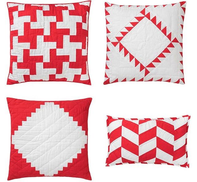 Red, Textile, White, Cushion, Throw pillow, Pattern, Pillow, Carmine, Rectangle, Home accessories, 