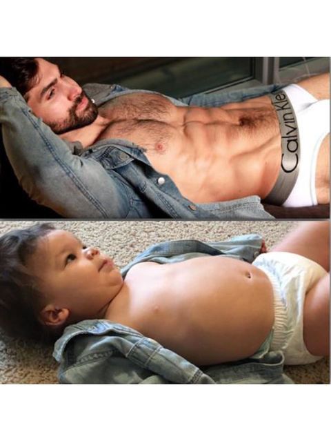 Child, Baby, Muscle, Photography, Abdomen, Jeans, Chest, Barechested, Denim, 