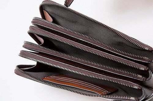 Brown, Wallet, Leather, Metal, Zipper, Natural material, Silver, 