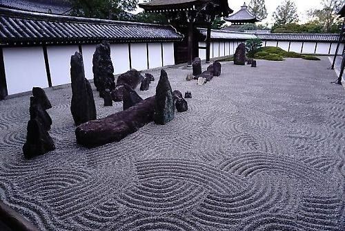 木版画 「 東福寺石庭 」清水遠流 木版画 「 東福寺石庭 」清水遠流（H-43 法隆寺西里 | 銀座の