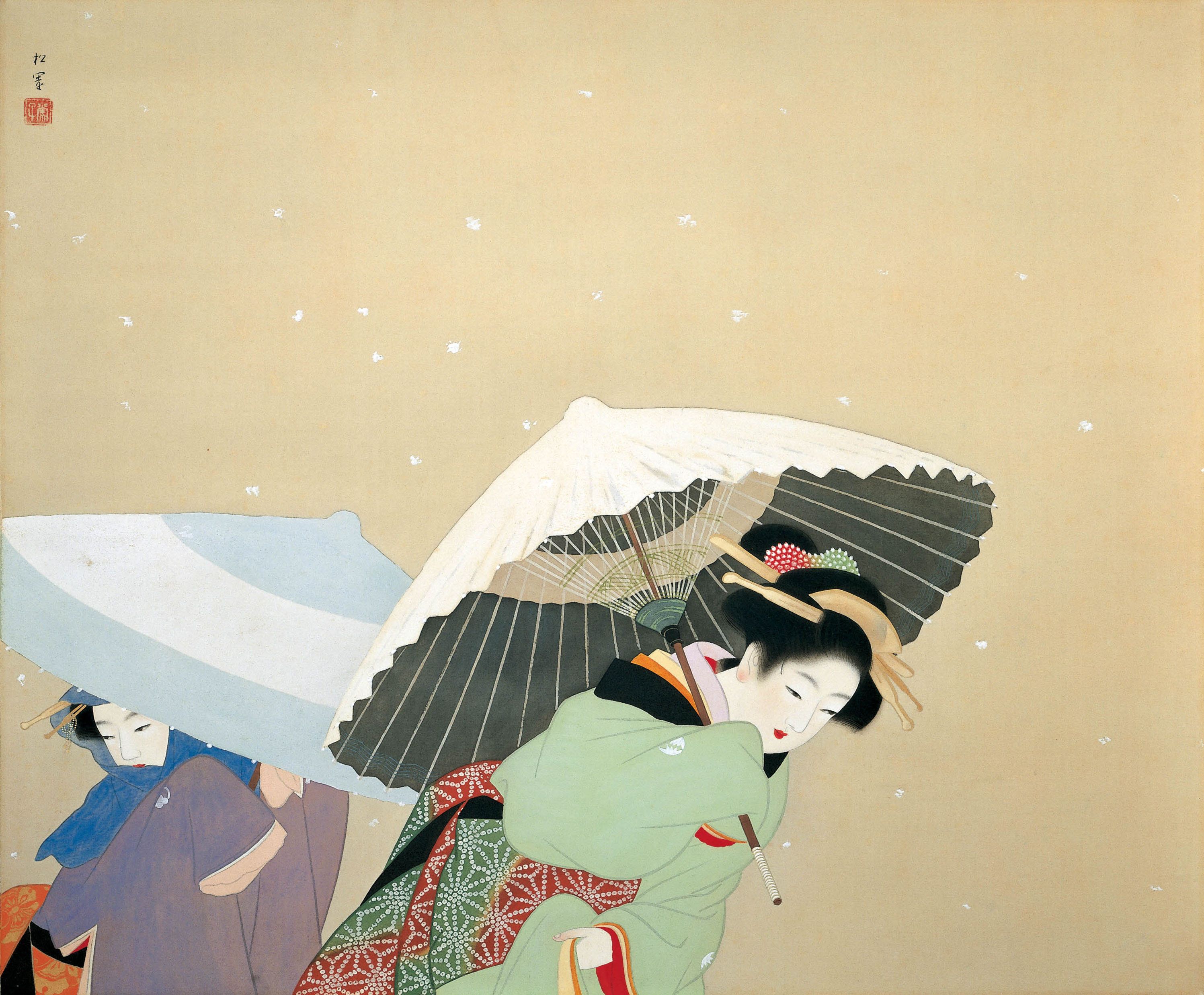上村松園 「螢」木版画 美人画 着物 和風 額縁入り 西宮市大谷