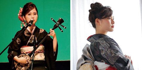 Musical instrument, Hairstyle, Traditional japanese musical instruments, Folk instrument, Sanshin, Traditional chinese musical instruments, Singer, String instrument, Plucked string instruments, Black hair, 