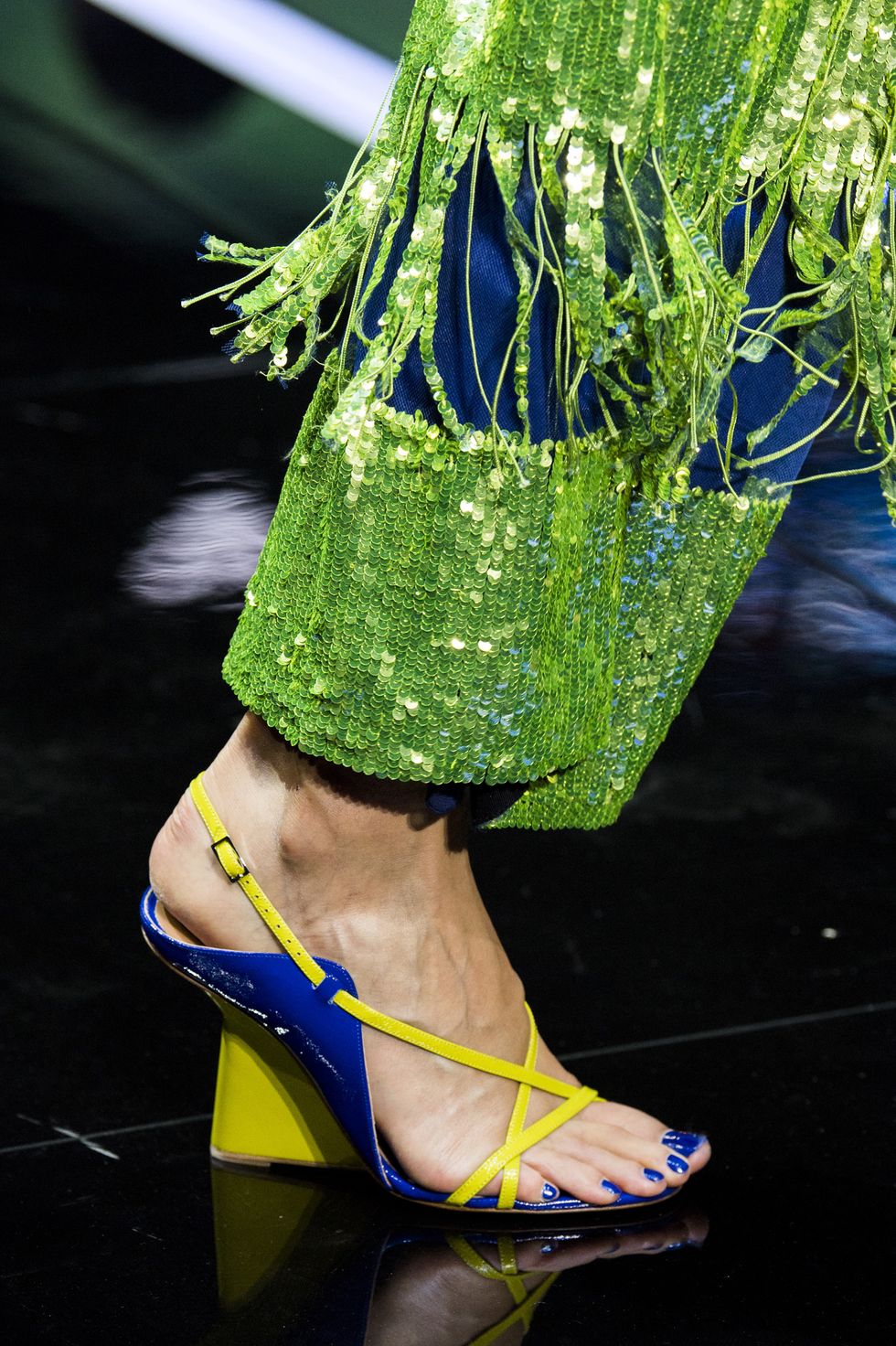 Green, Blue, Footwear, Fashion, Shoe, Yellow, Leg, High heels, Water, Grass, 