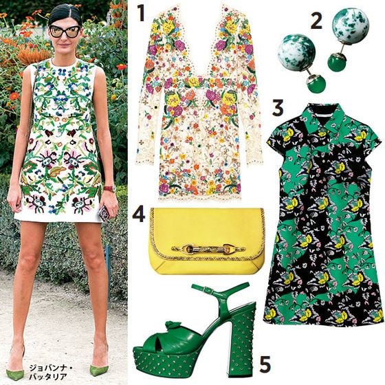 Green, Yellow, Dress, Textile, Pattern, Style, Bag, Sunglasses, Fashion, One-piece garment, 