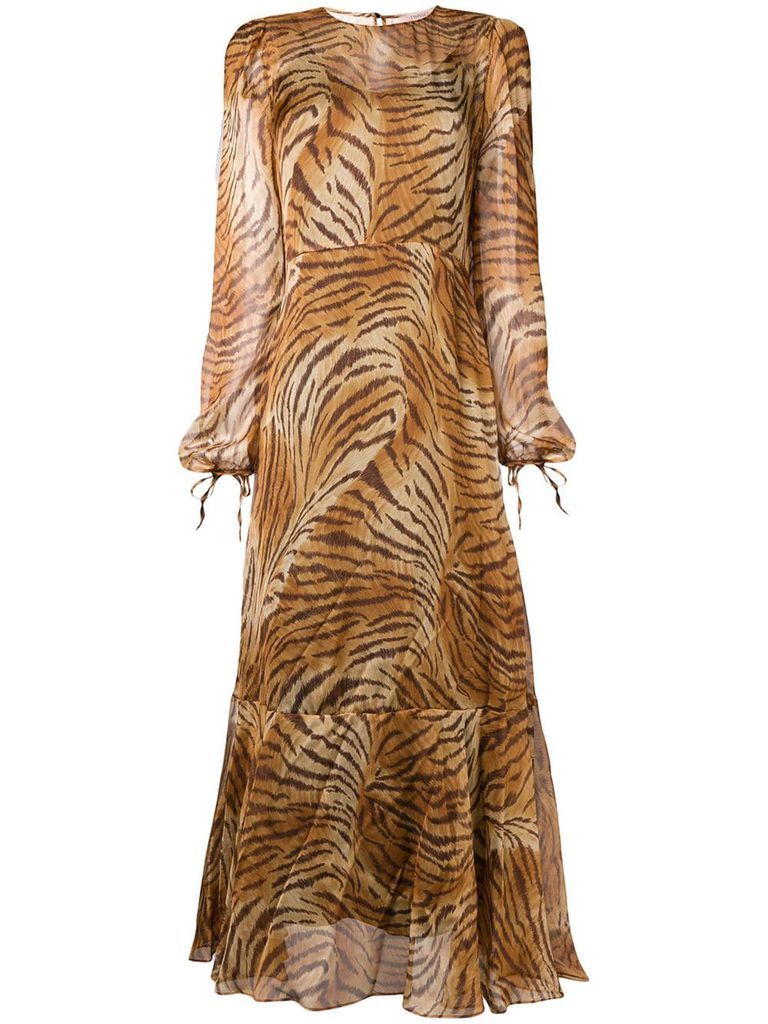 Clothing, Dress, Day dress, Brown, Gown, Cocktail dress, Sleeve, Shoulder, Neck, Outerwear, 